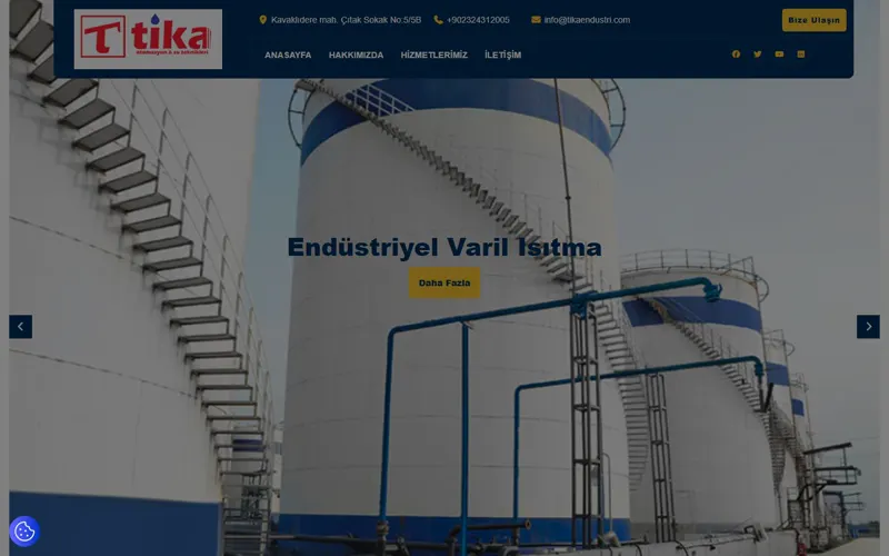 Tika Endüstri web sitesi ana sayfa görüntüsü